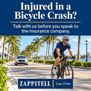 Talk with Zappitell Law Firm before speaking to the insurance company after a Delray Beach bicycle accident.